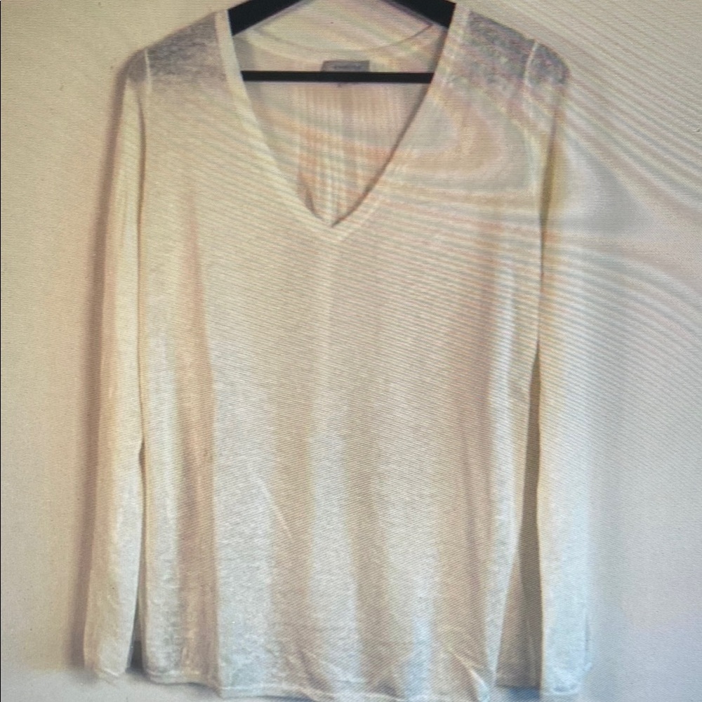 Elegant Cream V-Neck Women's Top